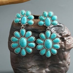 Turquoise Look Western Earrings